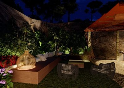 Modelação 3D de Jardim à noite